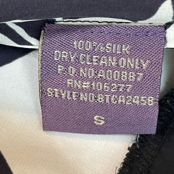 Hale Bob blouse silk beaded sz small black white belted style 8tca2458 - Picture 8 of 9